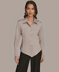 Donna Karan New York Women's Collared Long Sleeve Top