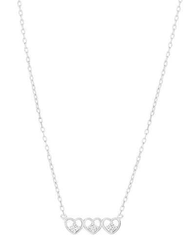 Macy's Cubic Zirconia Triple Open Heart Necklace (0.06 ct. t.w.) in 14K Gold Over Sterling Silver (also in Sterling Silver)