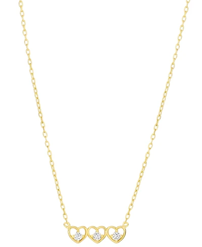 Macy's Cubic Zirconia Triple Open Heart Necklace (0.06 ct. t.w.) 14K Gold Over Sterling Silver (also Silver)