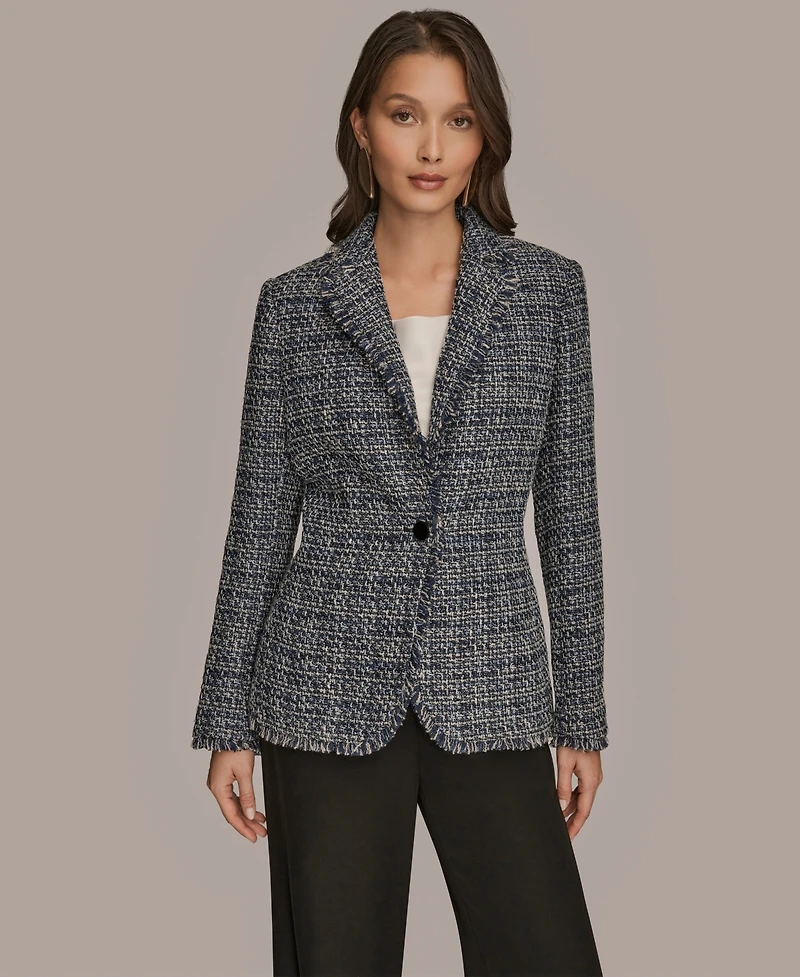 Donna Karan New York Women's Fringe Button Closure Jacket