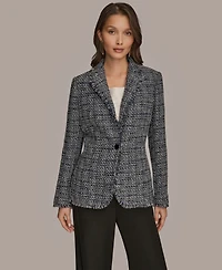 Donna Karan New York Women's Fringe Button Closure Jacket