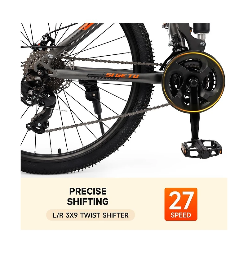 Artudatech 26" wheels 27 speed double disc brake folding mountain bike Mtb for adults