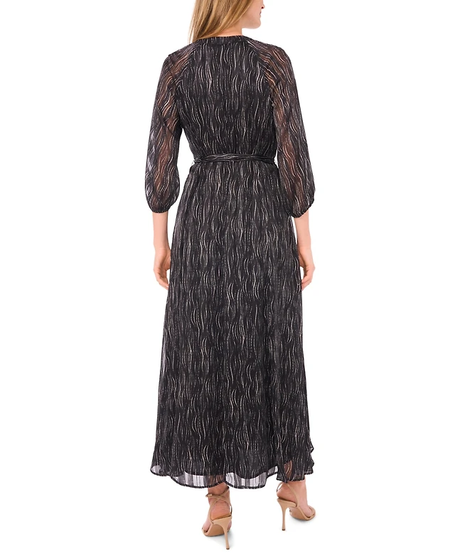 knee length dresses for ladies Metallic Print V-Neck Backless Slip Long Dress main image 0