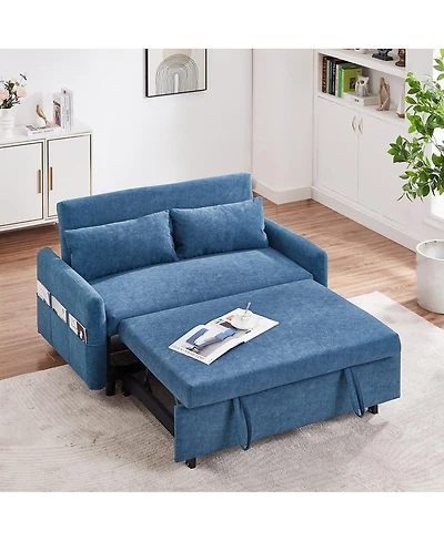 Maison Boucle 55" Convertible Sleeper Loveseat, Pull-Out Sofa Bed with Adjustable Back, Usb A/C Ports & Side Pockets for Small Living Spaces-Maison Bo