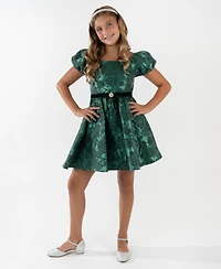 Rare Editions Girls 7-16 Brocade Puff Sleeves Dress