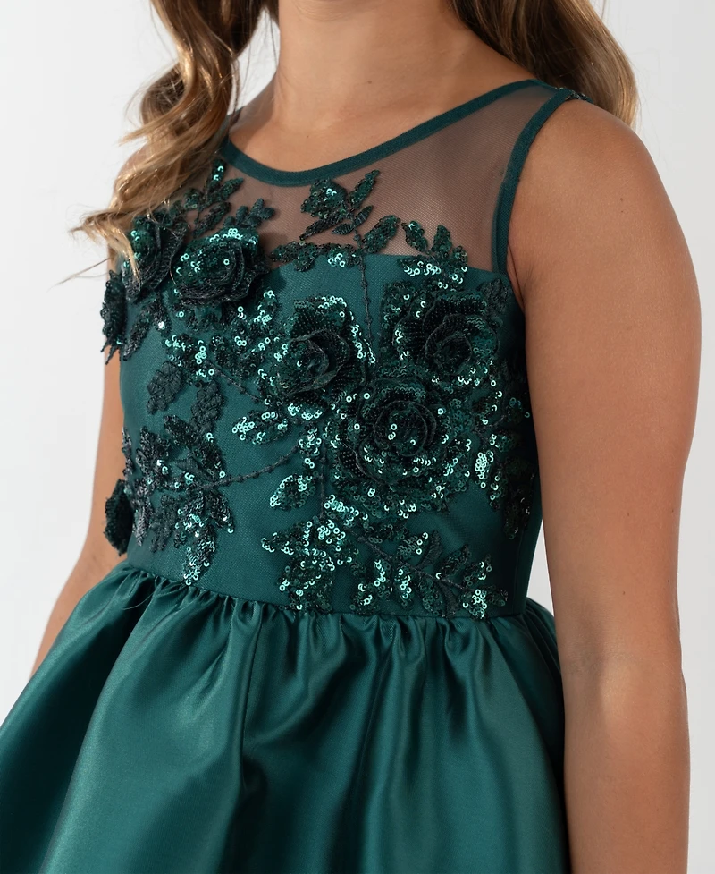 Rare Editions Girls 7-16 Sequin Applique Illusion Sleeveless Dress