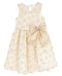 Rare Editions Girls 2T-6X 3D Flower Round Neck Dress