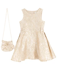 Rare Editions Girls 7-16 2-Piece Sleeveless Brocade Dress and Side Bag Set