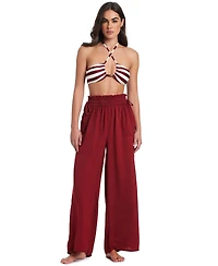 Red Carter Hammered Wide Leg Cover-Up Pants