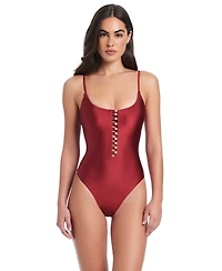 Red Carter Pearls Of Wisdom Tank One-Piece Swimsuit