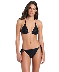 Red Carter Glitz Glamour Classic Triangle Heeky Coverage Tie Side Bottombikini Halter Bra