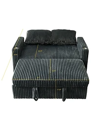 Maison Boucle 1 Pc Corduroy Sofa Bed, Adjustable Backrest, Usb Charging, Pull-Out Sleeper, Cup Holders, Storage – Furniture