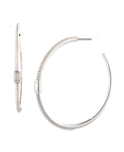 Lauren Ralph Lauren Cubic Zirconia Sterling Silver Patterned Hoop Earrings