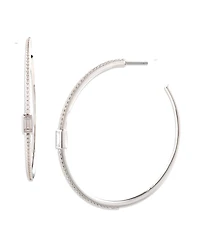 Lauren Ralph Lauren Cubic Zirconia Sterling Silver Patterned Hoop Earrings