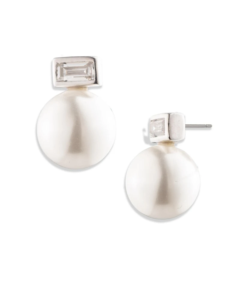 Lauren Ralph Lauren Cubic Zirconia and Imitation Pearl Sterling Silver Stud Earrings