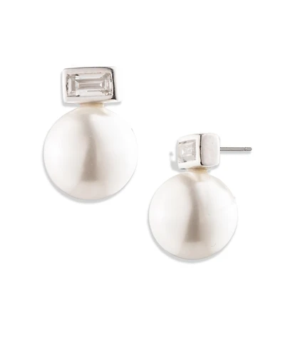 Lauren Ralph Lauren Cubic Zirconia and Imitation Pearl Sterling Silver Stud Earrings