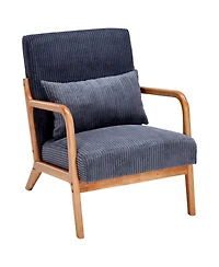 Jujabu Beige Modern Accent Chair with Pillow