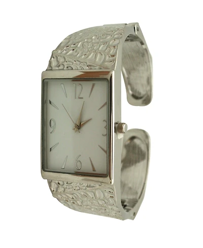 Silver Textured Metallic Bangle Watch
