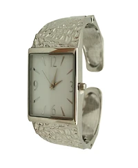 Silver Textured Metallic Bangle Watch