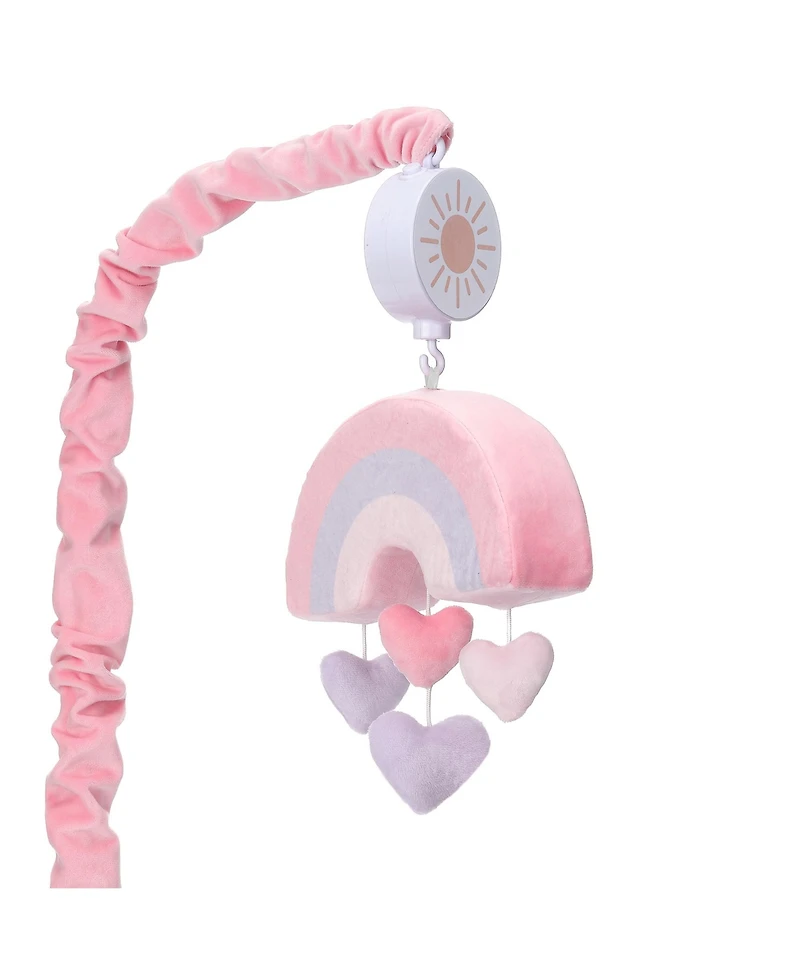 Bedtime Originals Rainbow Hearts Pink/Purple Musical Baby Crib Mobile Soother Toy