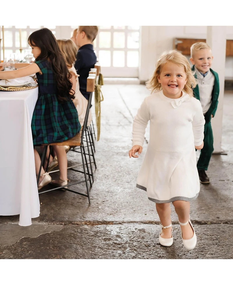 Hope & Henry Baby Girls Organic Long Sleeve Mock Neck Bow Detail Sweater Dress