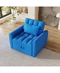 Maison Boucle Velvet Sleeper Chair Bed, 3-Position Pull-Out Sofa with Adjustable Backrest, Large Single Convertible Armchair for Small Spaces-Maison B