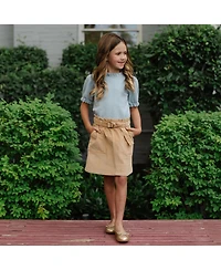 Hope & Henry Baby Girls Puff Sleeve Ruffle Edge Sweater