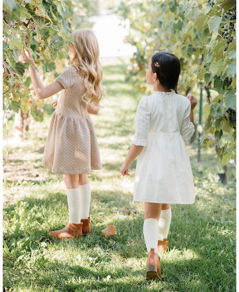 Hope & Henry Little and Big Girls' Organic Flutter Sleeve Tiered Eyelet Dress