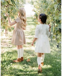 Hope & Henry Little and Big Girls' Organic Flutter Sleeve Tiered Eyelet Dress