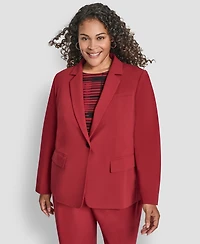 Dkny Plus Notch Collar Long Sleeve Blazer
