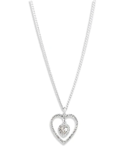 Givenchy Rhodium Crystal Silver-Tone Heart Pendant Necklace