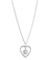 Givenchy Rhodium Crystal Silver-Tone Heart Pendant Necklace