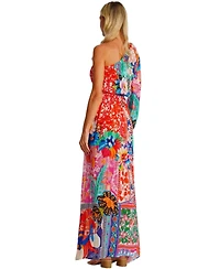 La Moda Clothing Women's Maxi One Shoulder Floral Dress