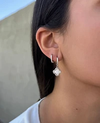 Adornia Gold Cz Halo Clover Huggie Earrings Set