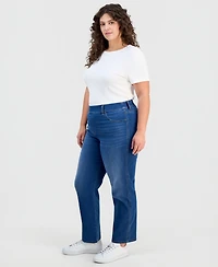 Style & Co Plus Pull-On Shaping High-Rise Straight-Leg Jeans, Macy's Exclusive