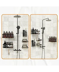 Cheer Collection 5-Pack Stainless Steel Shower Caddy – Self-Draining, Heavy-Duty Wall Organizer