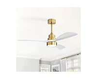 48-inch Modern Golden Downrod Indoor Walnut Wood 3-Blade Led Ceiling Fan Light with Remote Control Support Six Speed Ajustable