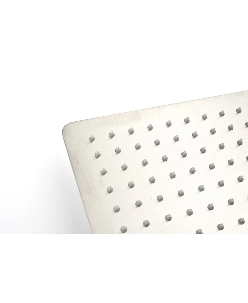 Rainsken 12" Shower Head System Ceiling Mounted Shower, Modern 2-Setting Square Shower System, Rainfall Shower Faucet Set Brushed