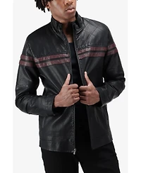 Xray Men's Grainy Pu Jacket Dogs Collar And Quilted Sleeves With Faux Shearling