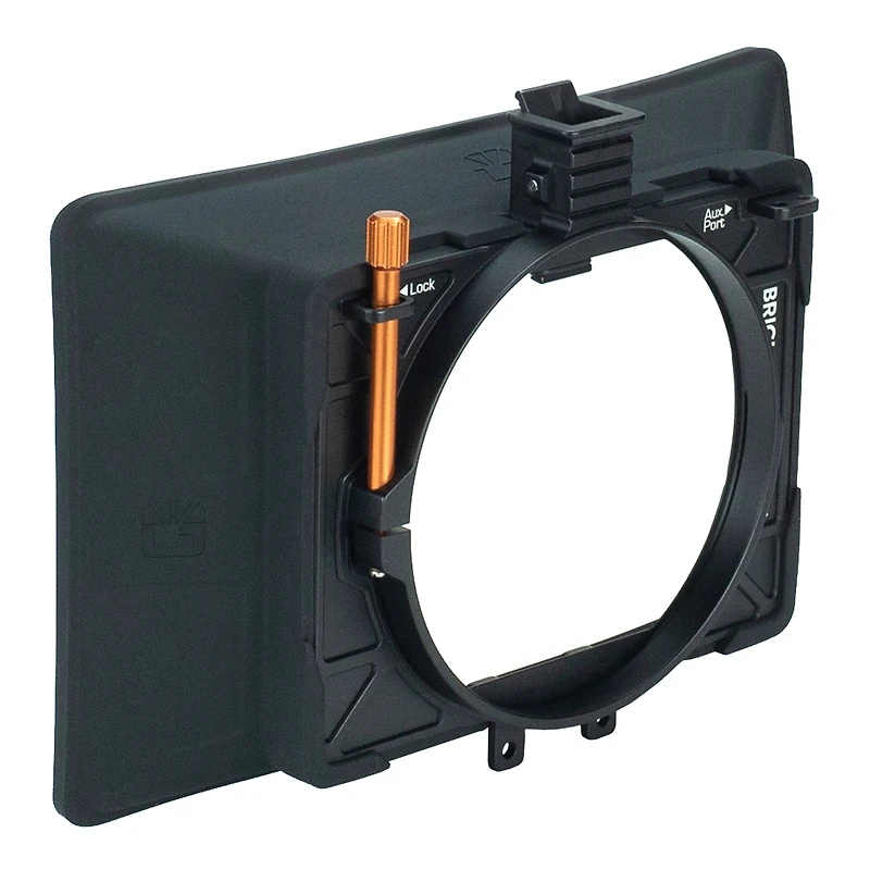 Bright Tangerine Misfit Atom 4x5.65" and 4x4" Ultra Lightweight 2-Stage Clip-On Matte Box with Detachable Lens Shade, 114mm Clamp Attachment