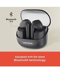 RadioShack Live Sound Wireless Bluetooth Earbuds with Noise Cancellation, IPX5 Waterproof, Black 3304399