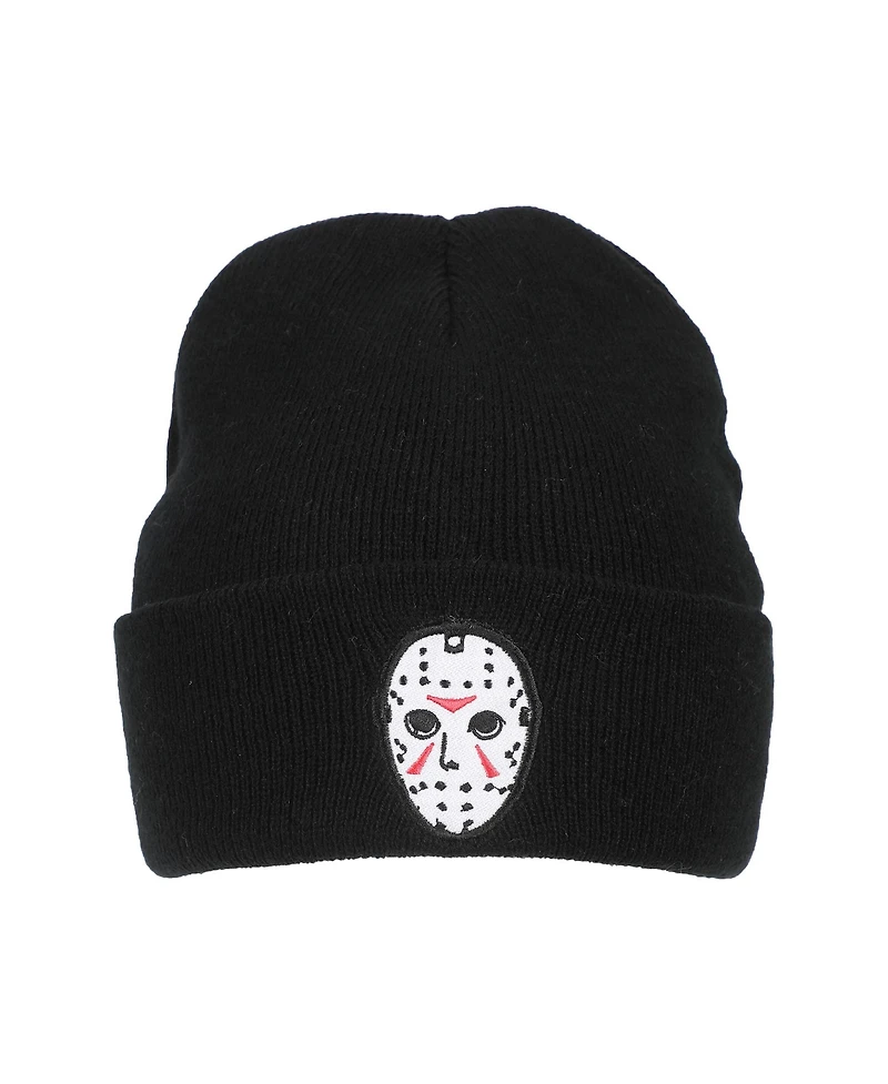 Friday the 13th Men's Jason Mask Embroidery On Acrylic Knit Standard Cuff Beanie