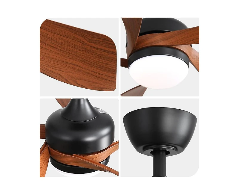 Sofucor 52 Inch 5 Blade Abs Led Ceiling Fan with Downrod and 6 Speed Adjustable Remote Control