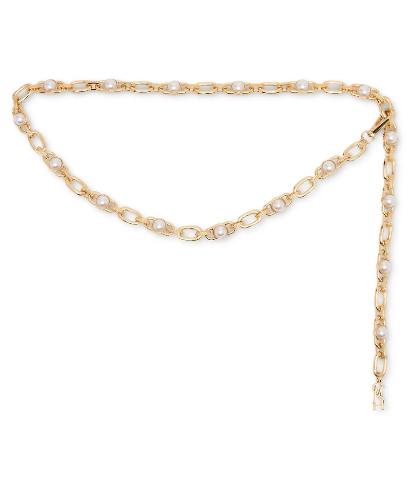 Steve Madden Women's Imitation Pearl Linked Chain Belt