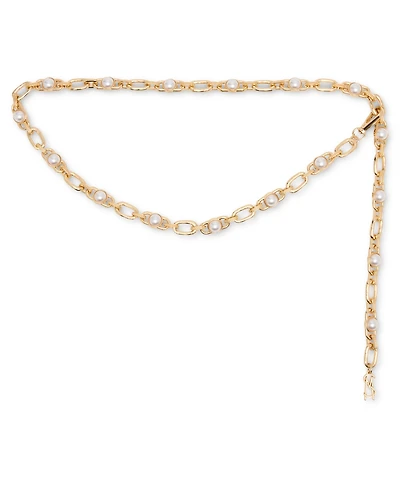 Steve Madden Women's Imitation Pearl Linked Chain Belt