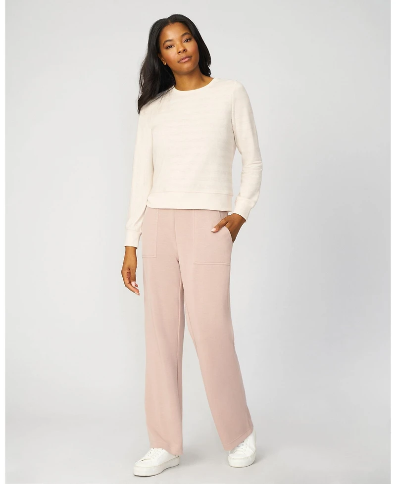 Cable & Gauge Women's Crewneck Tonal Stripe Pullover Sweatshirt