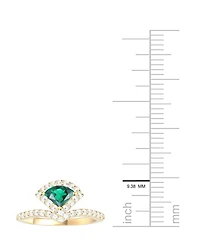 Macy's Lab-Grown Emerald (1/2 ct. t.w.) and Lab-Grown White Sapphire (3/8 ct. t.w.) Ring in 14K Gold Over Sterling Silver