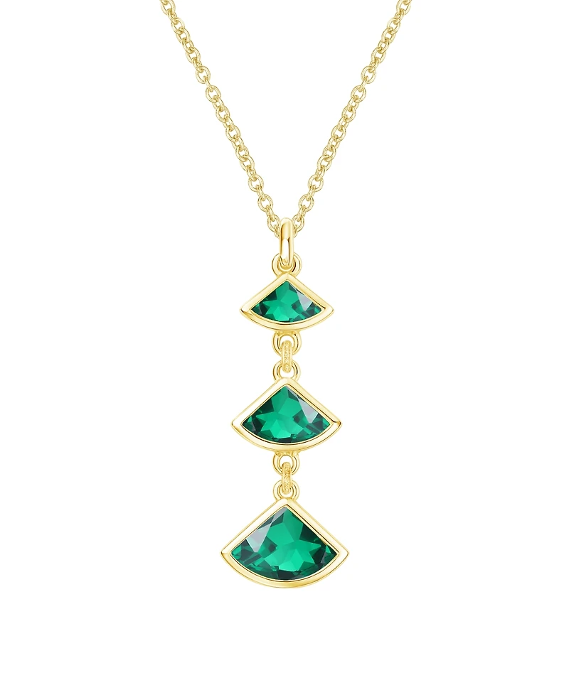 Macy's Lab-Grown Emerald Pendant Necklace (1 ct. t.w.) in 14K Gold Over Sterling Silver