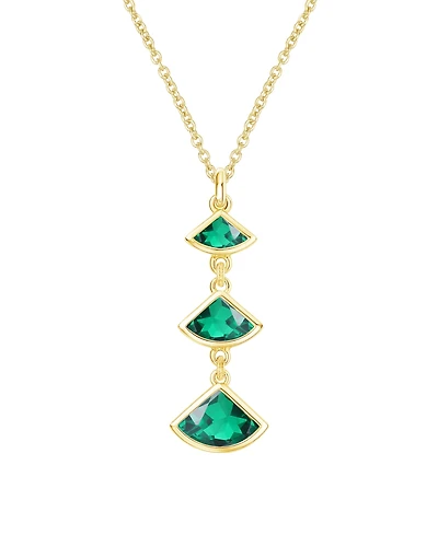 Macy's Lab-Grown Emerald Pendant Necklace (1 ct. t.w.) in 14K Gold Over Sterling Silver