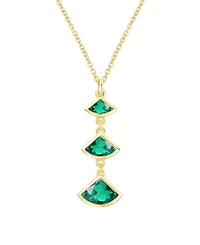 Macy's Lab-Grown Emerald Pendant Necklace (1 ct. t.w.) in 14K Gold Over Sterling Silver